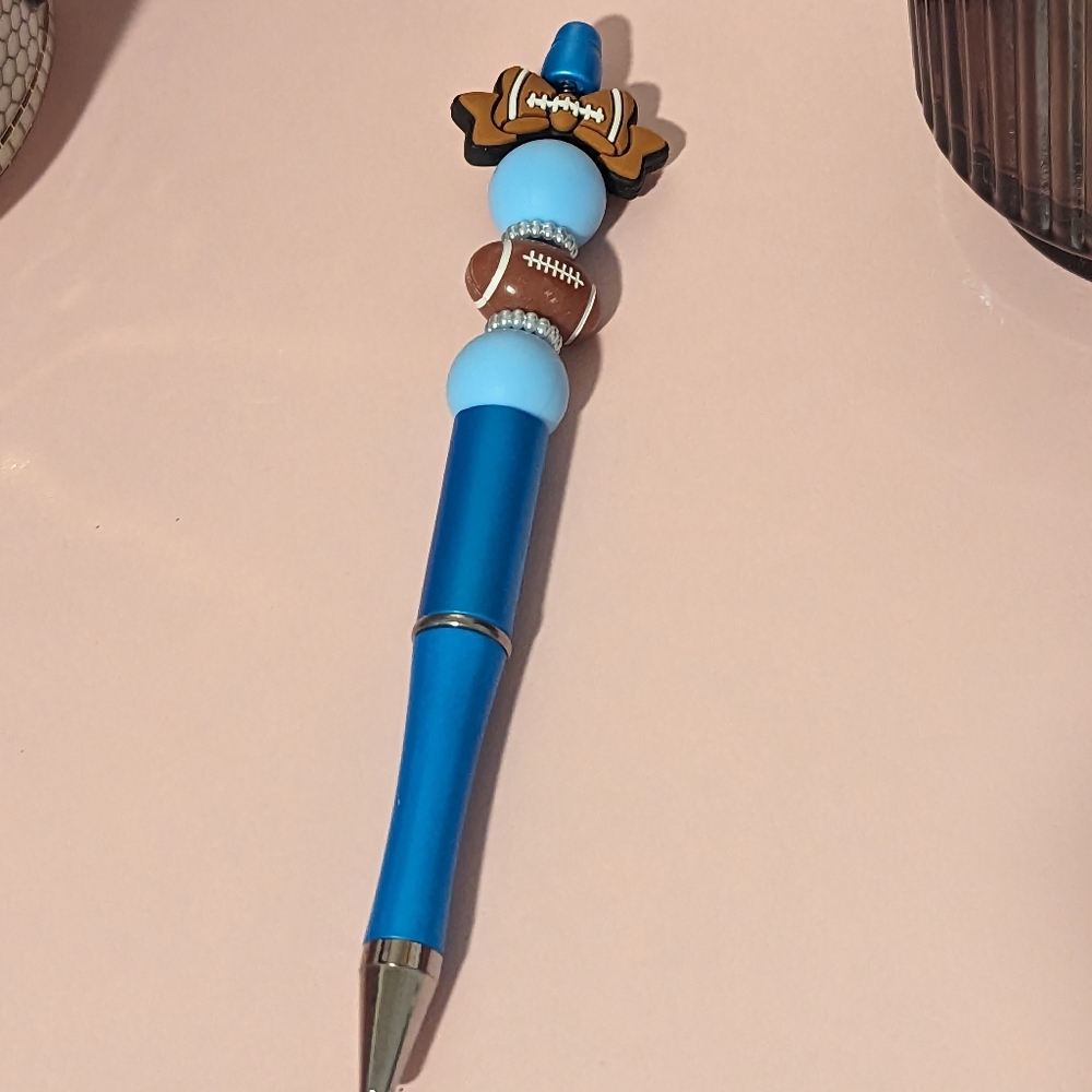 2 For $5 Item: Football & Bow Focal Beaded Pen New!